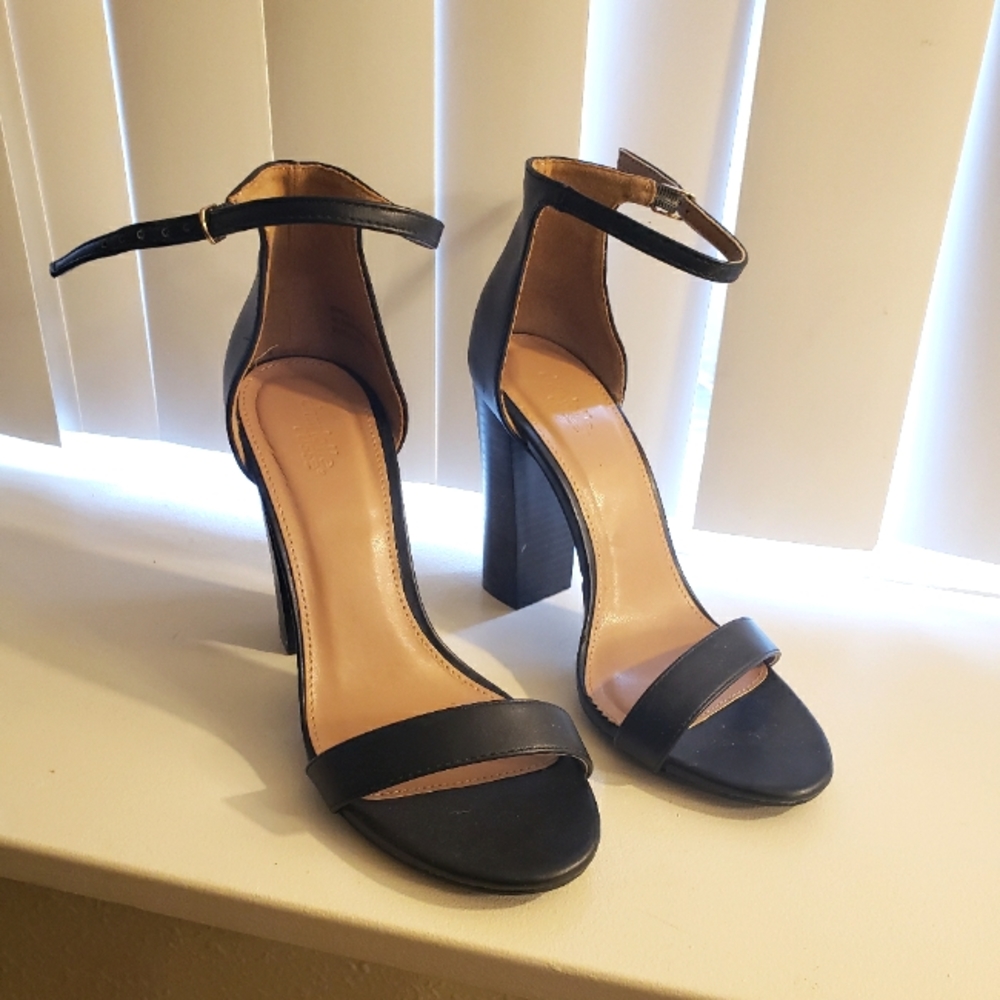 Black strap heels